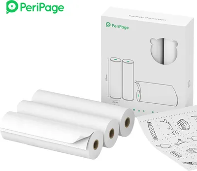 Immagine prodotto di Rotoli di adesivi termici PeriPage 107×30 mm, senza BPA, autoadesivi, impermeabili, per A9 Max / A9s Max Mini, 3 rotoli