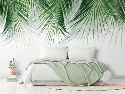 Produktbild von Vlies Fototapete Palmenblätter Blätter Natur Pflanzen Botanik grün 400x280 cm – Moderne Vliestapete, Tapete für Wohnzimmer, Flur b-A-10317-a-a