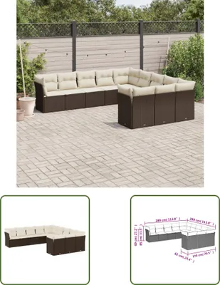 Produktbild von The Living Store 11-tlg. Garten-Sofagarnitur mit Kissen Braun Poly Rattan