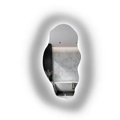 Image de Alfaram Miroir mural organique LOLIT LED 60 x 123 , de forme irrégulière, pour la salle de bains ou le salon
