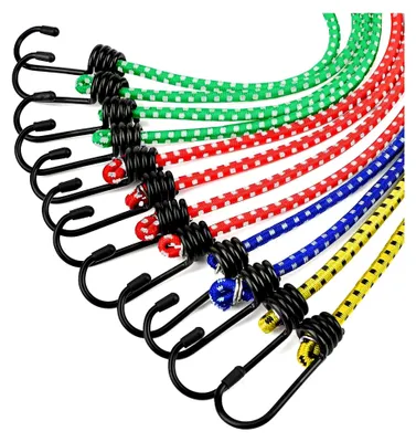 Produktbild von Set von 12 Spanngummis mit Haken für Auto, Fahrrad und Camping