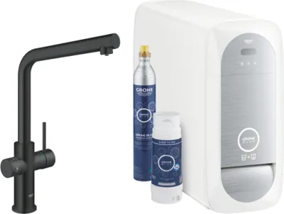 Produktbild von GROHE 31454KS1 Blue Home Trinkwasserarmatur, Starter Kit, L-Auslauf, velvet black