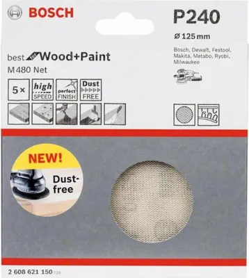 Produktbild von Bosch Professional 5 Stück Schleifblatt M480 P240 Wood and Paint Ø 125 mm,