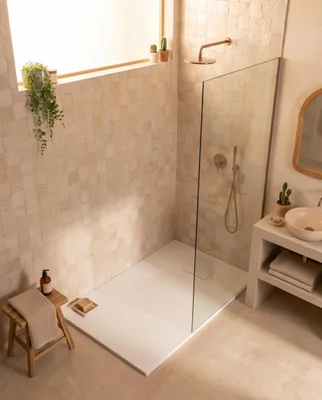 Immagine prodotto di Quarzo piatto doccia 100x90 in smc effetto pietra ardesia bianco