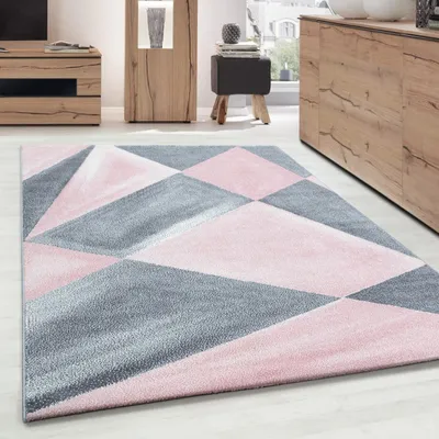 Zdjęcie produktu dla Nowoczesny designerski dywan z krótkim runem, geometryczny wzór, miękki dywan do salonu, Rozmiar: 80 x 250 cm, Kolor: Różowy-3