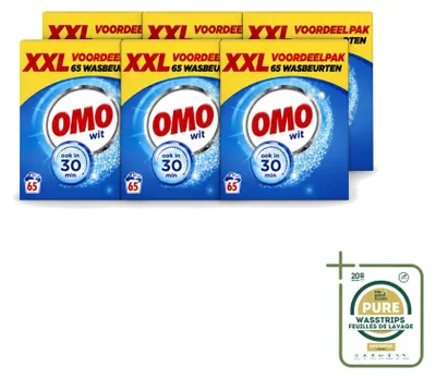 Produktbild von 6 x Omo Vollwaschmittel für Weißes - 5 kg - Vorratspackung - 6 Stücke