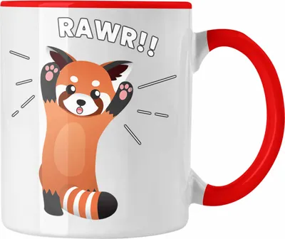 Produktbild von Trendation - Roter Panda Tasse Rawr Kinder Geschenkidee für Jungs Mädchen Lustige Grafik (Rot)