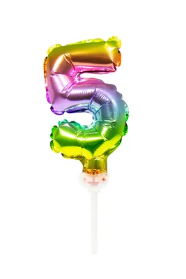 Immagine prodotto di Palloncino a forma di numero 5, decorazione per torte, arcobaleno