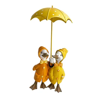 Produktbild von Regenschirm-Ente Skulptur ,Outdoor-Gartenfigur aus Resin, dekorative Entenstatue für Garten, Rasen,Terrasse oder Balkon, niedliche Frühlingsdekoration