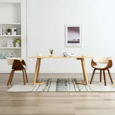 Produktbild von The Living Store Esszimmerstühle 2 Stk. Creme Bugholz und Kunstleder