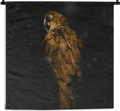 Produktbild von MuchoWow® Wandteppich Wandbehang Papagei - Gold - Schwarz 150x150 cm Tapisserie Dekoration Wandtuch - Wohnaccessoires - Modernes