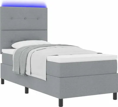 Immagine prodotto di Letto a molle con materasso Grigio chiaro 90 x 200 cm Tessuto