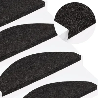 Zdjęcie produktu dla The Living Store Maty na stopnie samoprzylepne 15 szt. 65x22,5x3,5 cm antracytowe