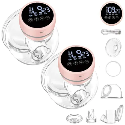 Produktbild von Doppelmilchpumpe 2st Tragbare Milchpumpen 180ml Freihändig, 3 Modi,12 Stufen LED 900mAh