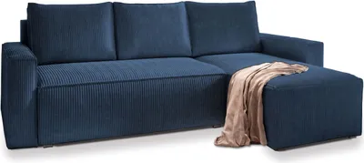 Produktbild von Masseno Ecksofa POTARO mit Schlaffunktion L-Form, Sofa mit Bettkasten, Wohnzimmersofa, Couch, Soffa, Bettsofa, Couchgarnitur- Blau, POSO 05