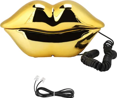 Produktbild von WX 3061 Multifunktionales Telefon in niedlicher Lippenform, Tischgerät, Wohnaccessoire, goldfarben