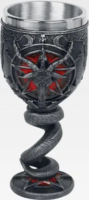 Produktbild von B4476N9 Baphomet Kelch, 16 cm, Harz mit Edelstahl