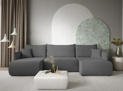 Produktbild von Wohnlandschaft Sofa mit Schlaffunktion CALGARY Stoff Curio Dunkelgrau