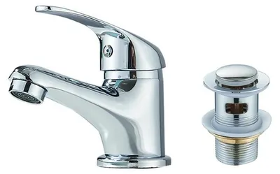 Produktbild von Waschtischarmatur - Einhebel Badarmatur - Warm- Und Kaltwasser - Einlochmontage - Deckmontage - Messing Kartusche - Chrom