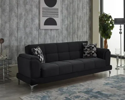 Produktbild von Stoffsofa Dreisitzer Couch 3 Sitzer Sofa Polstersofa Schwarz Couchen