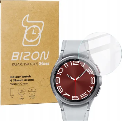 Produktbild von Bizon Glass Watch, klares gehärtetes Glas für Galaxy Watch 6 Classic 43 mm