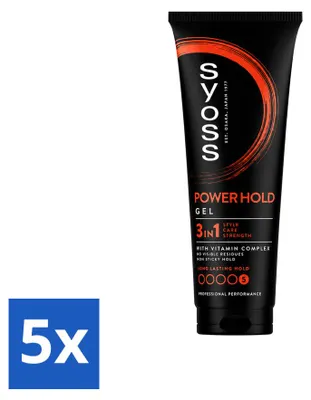 Produktbild von 5 x Syoss Power Hold Haargel - Extra sterke fixatie - 250 ml - Vorteilspackung - 5 Stücke