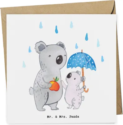 Produktbild von Mr. & Mrs. Panda Glückwunschkarte Tagesvater Herz - Weiß - Geschenk, doppelkarte, Klappkarte, anlasskarte, faltkarte, Grußkarte