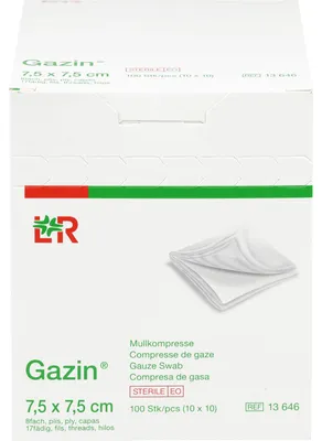 Obrázok produktu pre Gazinová gáza komp.7,5x7,5 cm sterilná 8x10 ks