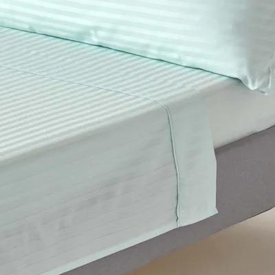 Image de HOMESCAPES Drap de lit damassé sans élastique aqua de densité 330, 275 x 275 cm
