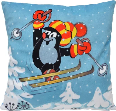 Produktbild von Kissen der kleine Maulwurf, Motiv Skifahrer, 30x30cm - Kinderkissen