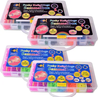 Produktbild von TE-Trend DIY Loom Bänder Set Starter Kit Gummibänder Anhänger Clips Silikon Ringe Freundschaftsbänder XXL 3700 Teile Party Hobby Geschenk