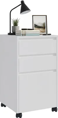 Immagine prodotto di Carrello con cassetti Relaxdays, 3 cassetti, cartelle sospese, A x L x P: 70 x 40 x 40 cm, schedario su ruote, carrello, bianco