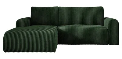Produktbild von Ecksofa Cord MANDY 180x285 cm mit Schlaffunktion Grün TILIA 39 Links, Eckcouch mit Bettkasten, Sofa L-Form, Polsterecke, Wohnlandschaft