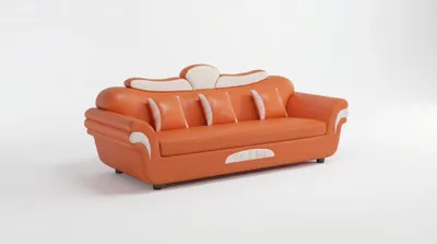 Obrázok produktu pre Elegantná sedacia súprava: trojsedák, dvojposedák, kreslo. Farba: oranžová a biela. Moderný dizajn