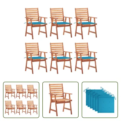 Produktbild von The Living Store Garten-Essstühle 6 Stk. mit Kissen Massivholz Akazie