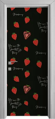 Produktbild von Tür Selbstklebende 80x210 cm Türfolie Türtapete Klebefolie - Süße Erdbeere
