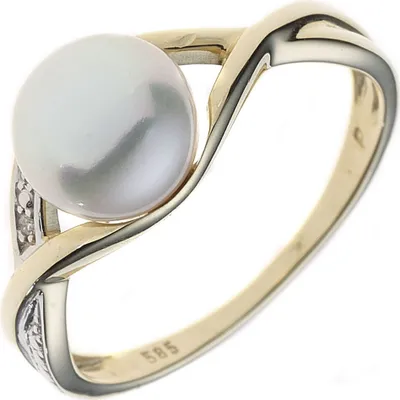Produktbild von JOBO Damen Ring 585 Gold Gelbgold teilrhodiniert 1 Süßwasser Perle Goldring Größe 60