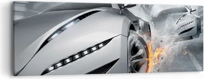 Produktbild von Bild auf Leinwand - Leinwandbild - Sportwagen Sport Rennen Geschwindigkeit - 90x30cm - Wand Bild - Wanddeko - Leinwanddruck - Bilder - Kunstdruck - Leinwand bilder - Wandkunst - AB90x30-2650