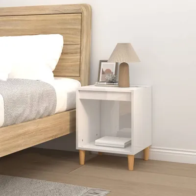 Produktbild von "2026 Aktion"Nachttisch Elegantes Design - Beistelltisch - Nachtschrank - Hochglanz-Weiß 40x35x50 cm Holzwerkstoff DEMöbel 3927029