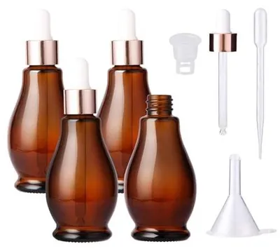Productafbeelding van Amber Glazen Flesjes met Pipet - Set van 4 x 50 ml