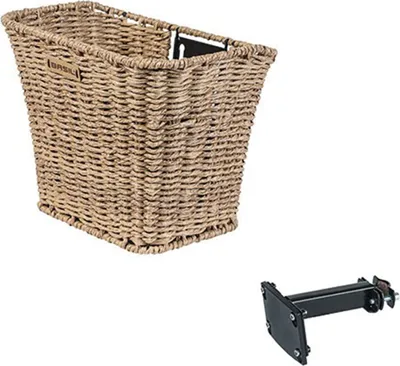 Immagine prodotto di Basil Bremen Rattan Look FM - Cestino per bicicletta - anteriore - incluso supporto per attacco manubrio Basil FM - marrone chiaro
