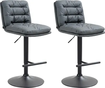 Produktbild von CLP 2er Set Barhocker Damar Kunstleder höhenverstellbar und drehbar grau Gestell Farbe schwarz