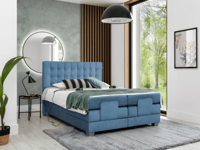Produktbild von Elektrisch verstellbares Bett 160x200 ZONA - Hellblau + GRATIS Matratzenauflage