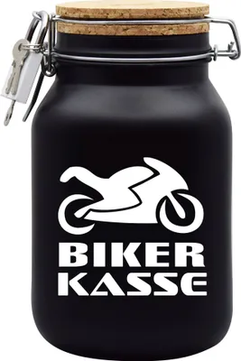 Produktbild von Spardose Geld Geschenk Ideen Biker Kasse Schwarz Größe XL 2 Liter