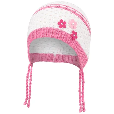 Produktbild von Mädchen Baby Mütze Übergangsmütze Strickmütze Kindermütze, Weiß-Pink