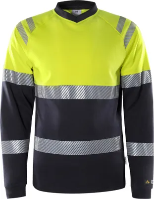 Produktbild von Fristads Flamestat High Vis Langarm-T-Shirt  Kl. 1 7107 TFL 133268, Farbe:warnschutz-gelb/marine, Größe:XL