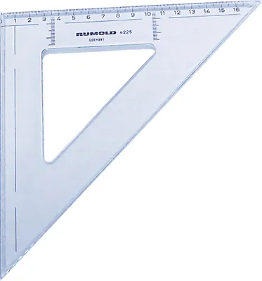 Produktbild von Rumold Zeichendreieck 45°, 25 cm, mm-Teilung, hochwertiger Kunststoff,