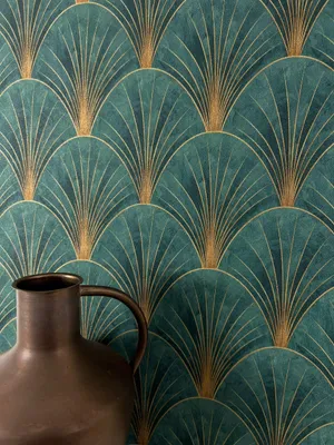 Produktbild von NEWROOM Tapete Elwin Green Grün Vliestapete - Modern Geometrische Muster Fächer  Germany