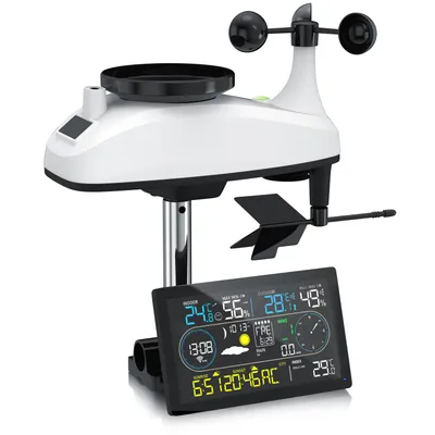 Obrázok produktu pre Brandson bezdrôtová meteostanica s vonkajším senzorom, bezdrôtová meteostanica, 7v1, WLAN, ovládanie aplikácie WiFi Tuya Smart Life, teplota, vlhkosť, tlak vzduchu, anemometer, dažďomer, zobrazenie trendov