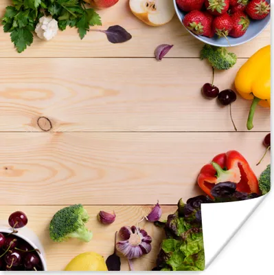 Produktbild von MuchoWow® Poster Obst - Erdbeere - Paprika - Küche 50x50 cm - Wohnzimmerdekoration